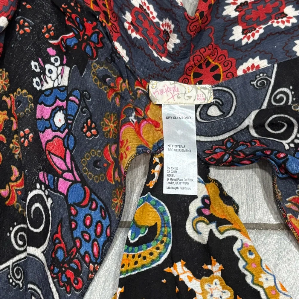 FREE PEOPLE RARE MARLEY MIXED PRINT CARDIGAN LAYER KIMONO ONE SIZE - Picture 3 of 6